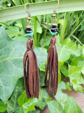 Chocolate brown beaded tassel earrings