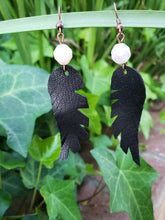 Rose quartz beaded feather earrings