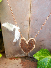Brown tooled leather heart necklace