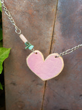 Pink leather heart necklace