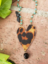 Leopard print crystal charm necklace
