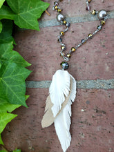 Leather feather boho necklace