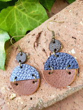Blue metallic geometric circle earrings