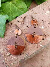 Copper geometric circle earrings