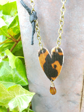 Crystal drop leopard heart necklace
