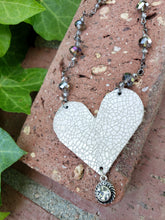 Silver crackle heart necklace