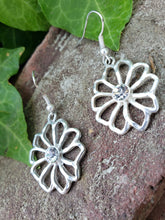 Silver floral bling earrings