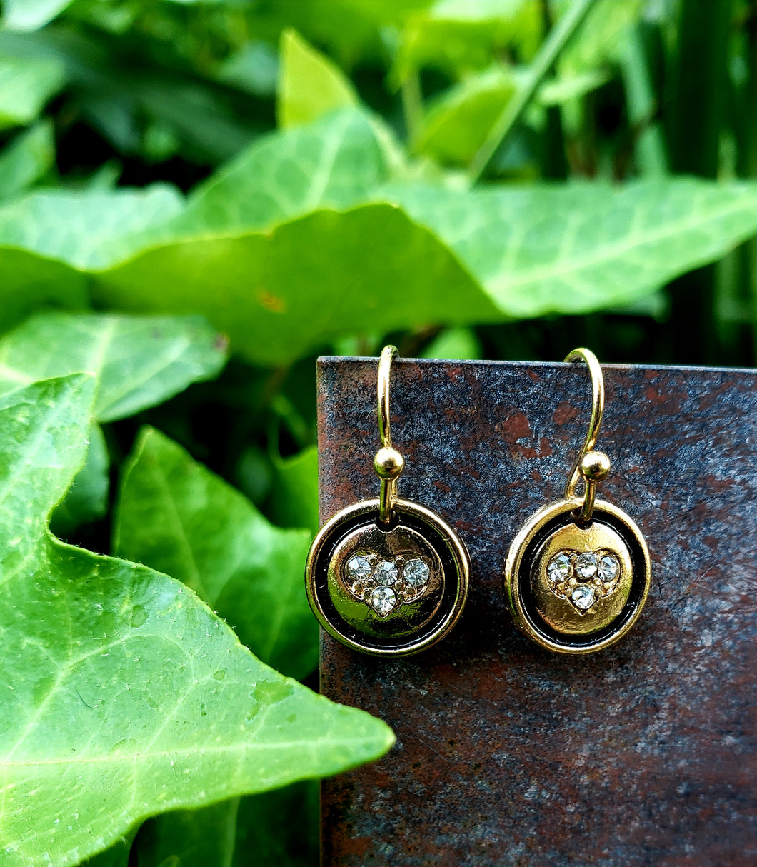 Heart button earrings
