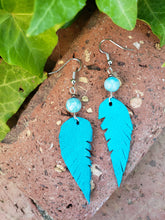 Amazonite and turquoise feather earrings