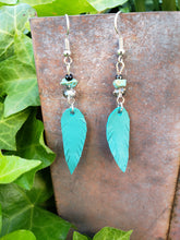Petite turquoise feather earrings