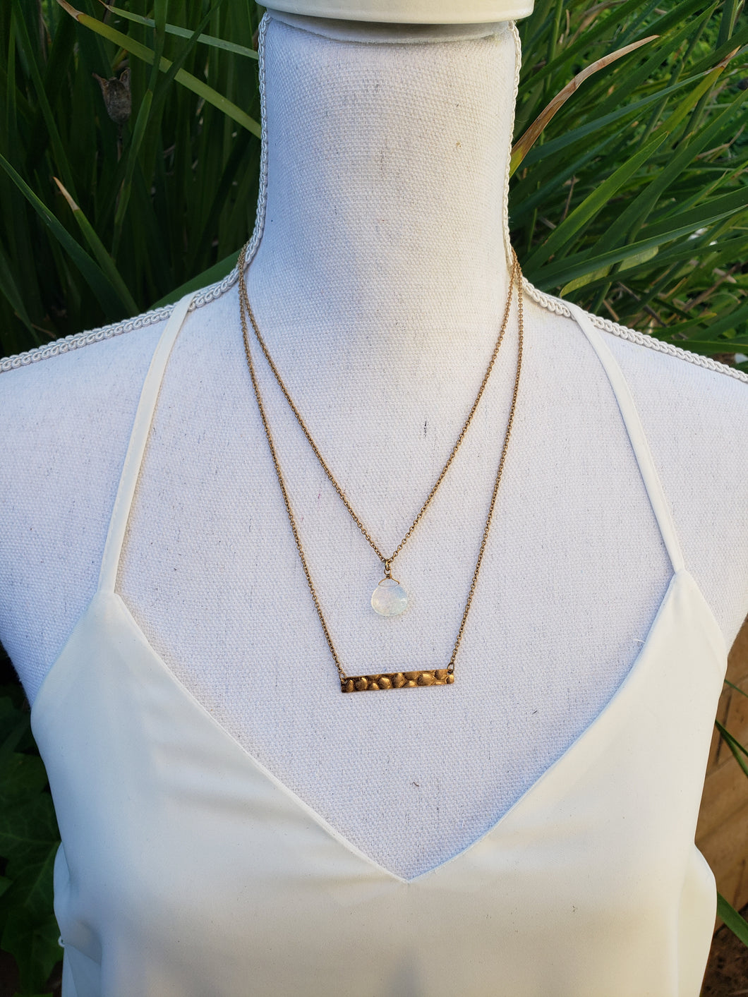 Gold bar layered necklace