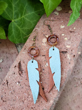Blue and brown feather earrings
