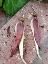 Wooden bead leather earrings