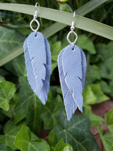 Baby blue layered feather earrings
