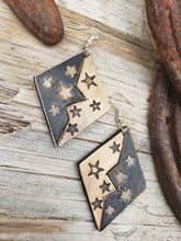 Starry night 2 inch tooled leather earrings