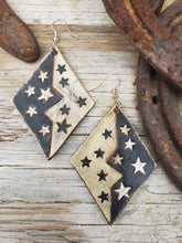 Starry night tooled leather earrings