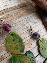 Prickly pear tooled leather earrings