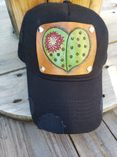Cactus heart tooled leather hat