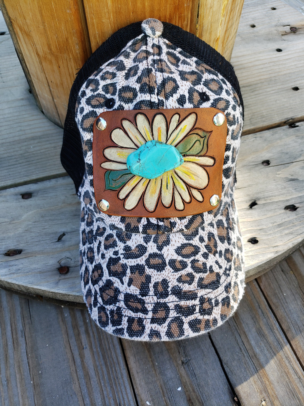 Daisy tooled leather hat