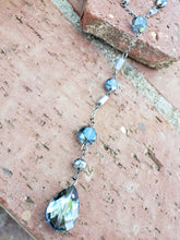 Denim crystal lariat necklace