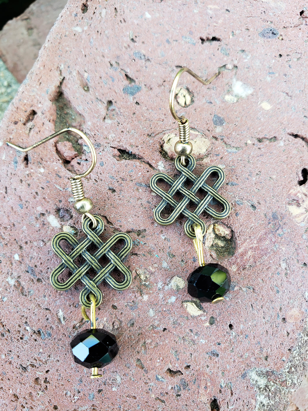 Antiqued brass filigree earrings