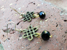 Antiqued brass filigree earrings