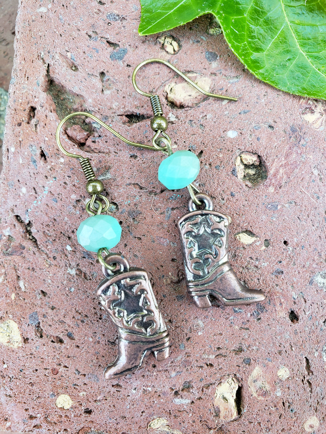Copper boot earrings