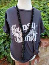 Black crystal lariat necklace