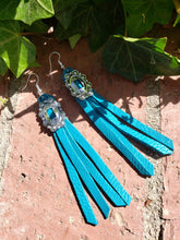 Turquoise leather concho tassel earrings