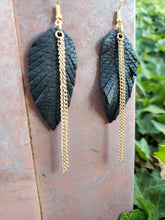 Black feathers with chain earrings