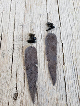 Long n Lean grey feather earrings
