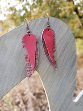 Red paisley leather earrings