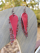 Red paisley leather earrings