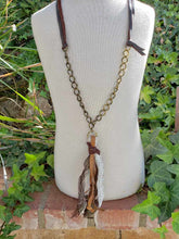 Brown vintage lace tassel necklace