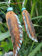 Hand painted brown leather earrings