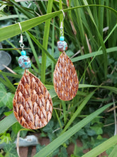 Basket weave embossed leather earrings